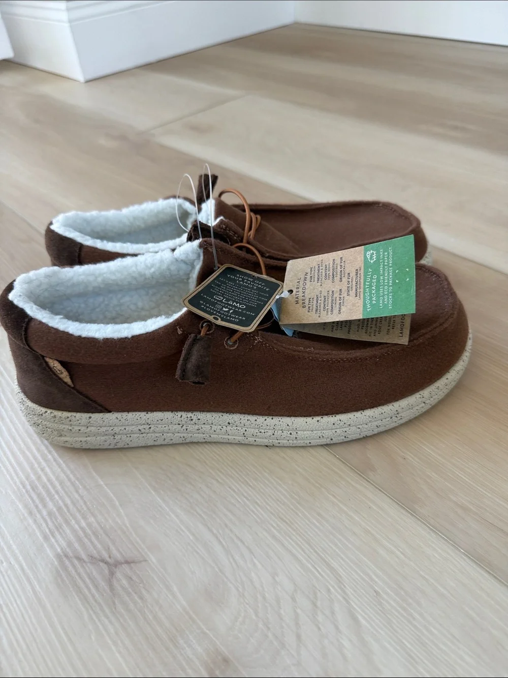 NWOB Lamo Samuel Chestnut Wool Men's Slip-On Shoe Size 10